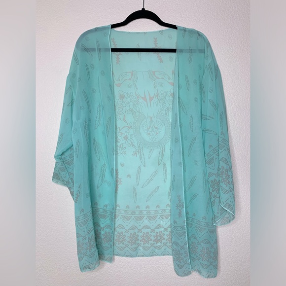 Dreamy Boho Kimono in Dusty Turquoise - Picture 7 of 7
